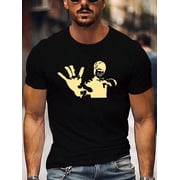 New Arrival Classic Martial Artist Palm Strike Silhouette Graphic T-Shirt, Men Vintage Action Movie Fan Casual Short Sleeve Tee
