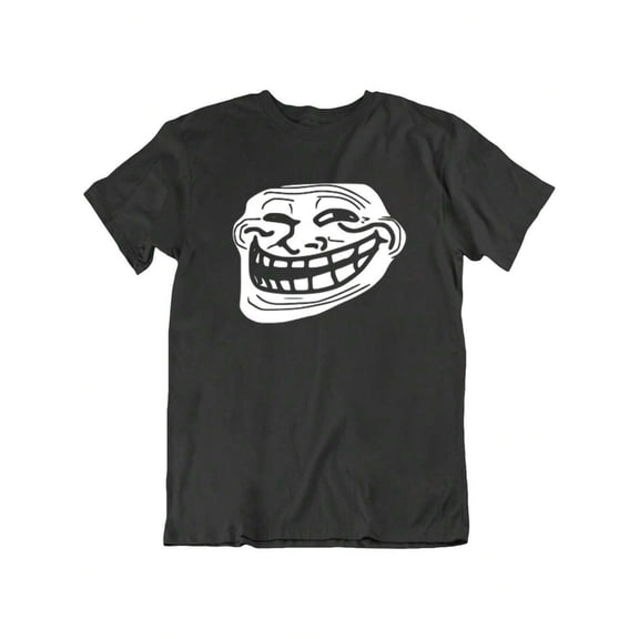 【New Arrival】Classic Troll Face Funny Internet Meme Graphic T-Shirt, Humorous Trollface Unisex Black Short Sleeve Tee