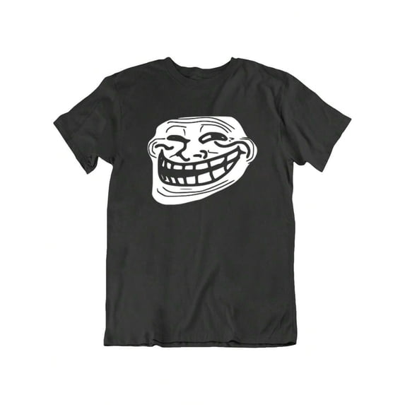 【New Arrival】Classic Troll Face Funny Internet Meme Graphic T-Shirt, Humorous Trollface Unisex Black Short Sleeve Tee