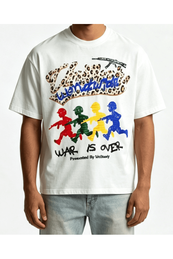 【New Arrival】Colorful Toy Soldier Street‑Art Graphic T‑Shirt, Unisex Crew Neck Short‑Sleeve Cotton Tee, Leopard Print Retro Urban Casual Top