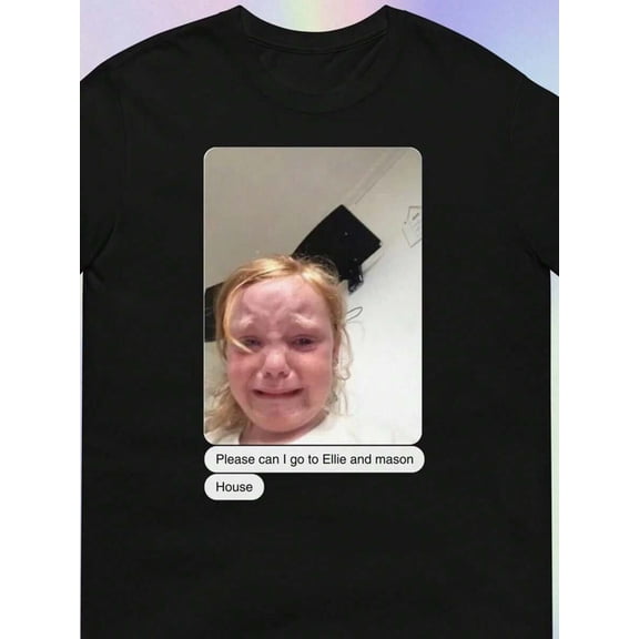 【New Arrival】Crying Kid Viral Chat Bubble Meme Graphic T-Shirt, Funny Internet Meme Unisex Black Short Sleeve Tee