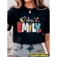 thumbnail image 1 of 【New Arrival】Custom Teacher Name Mrs Personalized Apple Pencil Heart Graphic T-Shirt, Unisex Cotton Crew Neck Customizable Back To School Teacher Gift Casual Tee, 1 of 8