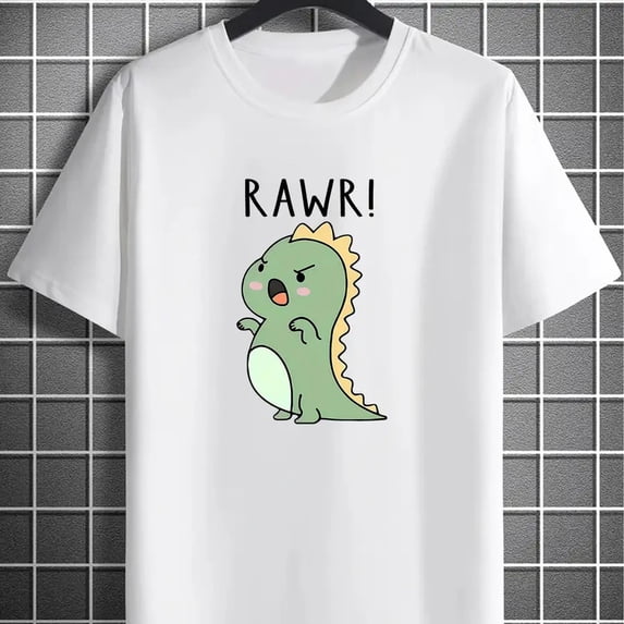 【New Arrival】Cute Rawr! Dinosaur Black T-Shirt
