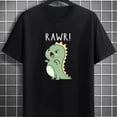 thumbnail image 1 of 【New Arrival】Cute Rawr! Dinosaur Black T-Shirt, 1 of 8