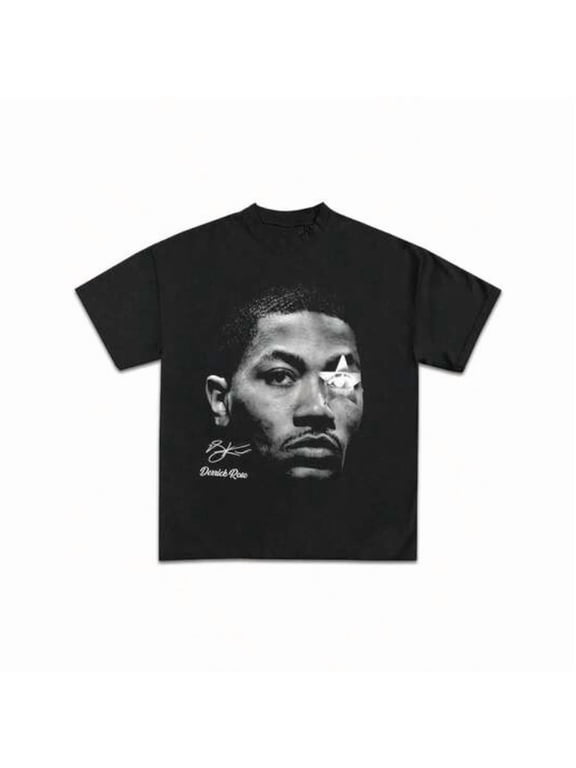 【New Arrival】Derrick Rose Graphic T Shirt Men Vintage Basketball Star Portrait Print Oversized Streetwear Hip Hop Casual Cotton Short Sleeve Tees Tops