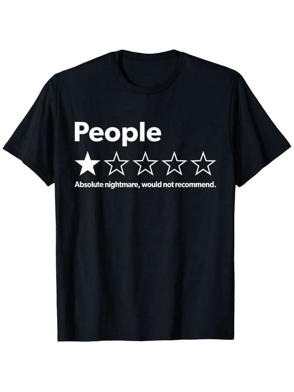 【New Arrival】Funny One Star People Review Introvert Meme Graphic T-Shirt, Unisex Cotton Crew Neck Sarcastic Anti-Social Casual Tee, Sarcasm Novelty Gift