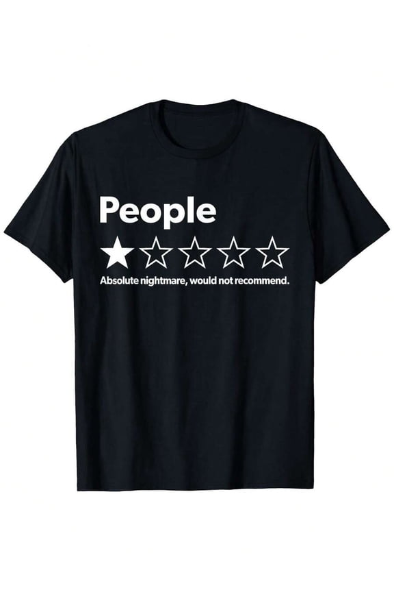 【New Arrival】Funny One Star People Review Introvert Meme Graphic T-Shirt, Unisex Cotton Crew Neck Sarcastic Anti-Social Casual Tee, Sarcasm Novelty Gift