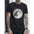 thumbnail image 1 of 【New Arrival】Funny T-Rex Riding Bicycle Full Moon Graphic T-Shirt, Soft Cotton Short Sleeve Crew Neck Tee, Casual Summer Streetwear Novelty Gift For Dinosaur Lovers, 1 of 5