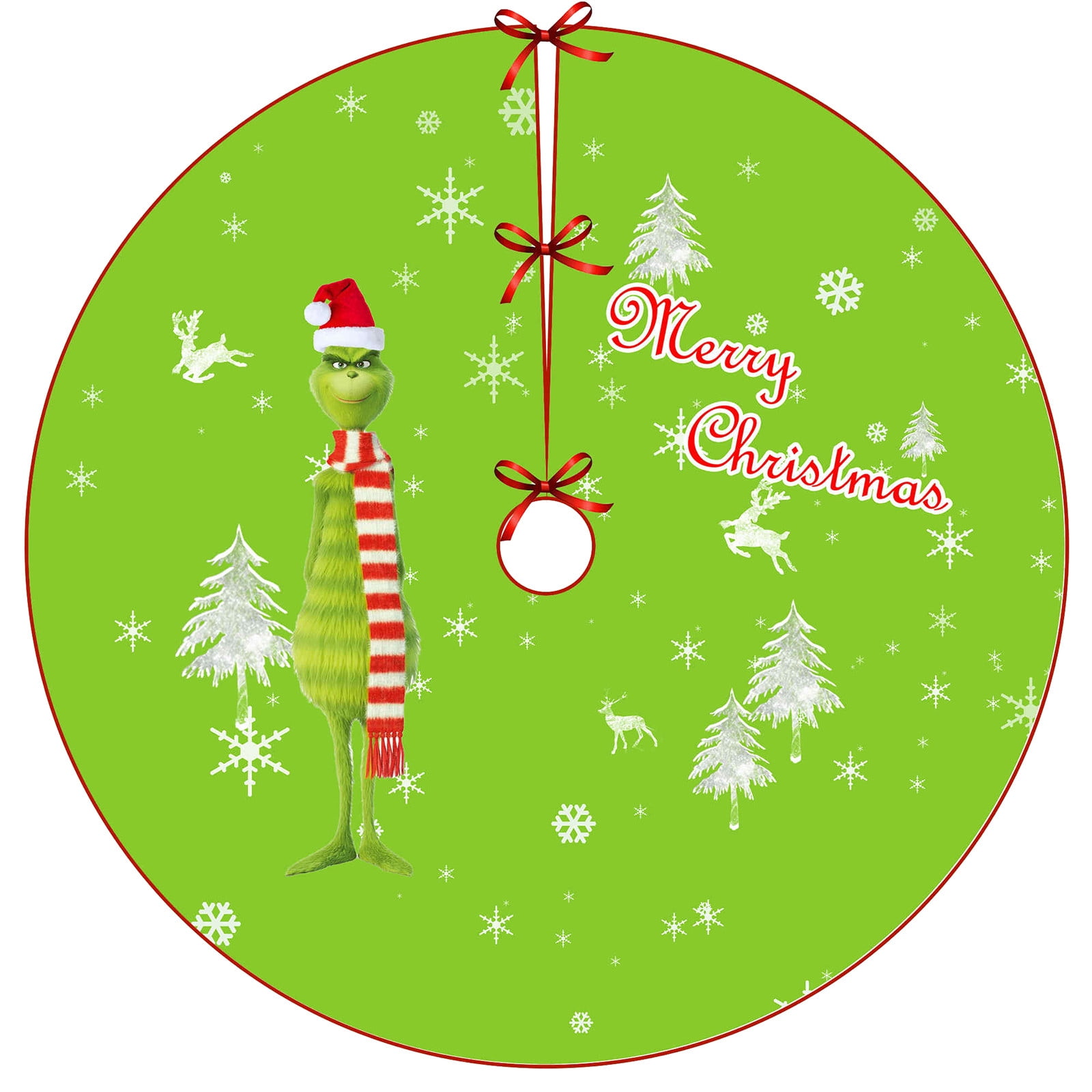 New Arrival! Grinch Tree Skirt Christmas Tree Skirt, Red & Green Merry