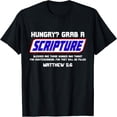 thumbnail image 1 of 【New Arrival】Hungry Grab A Scripture Matthew 5:6 Christian Faith Graphic T-Shirt, Unisex Cotton Crew Neck Bible Verse Inspirational Tee, Religious Believer Gift, 1 of 5