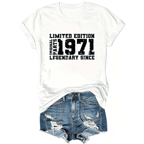 【New Arrival】Limited Edition 1971 Vintage Distressed Text Graphic T-Shirt, Cotton Crew Neck Short Sleeve Tee, Born In 1971 Birthday Casual Wear Anniversary Gift