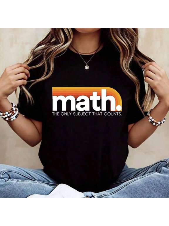【New Arrival】Math The Only Subject That Counts Retro Gradient Stripe Graphic T-Shirt, Unisex Cotton Crew Neck Math Teacher Casual Tee, Back To School Math Instructor Gift