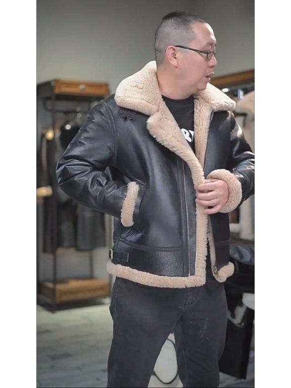 New Arrival Men's Winter Coat Genuine Leather Sheepskin Shearling Polit Jacket Outerwear Thick Wool Liner Black Plus Size for Weight over 100kgs 110kgs,64,Black