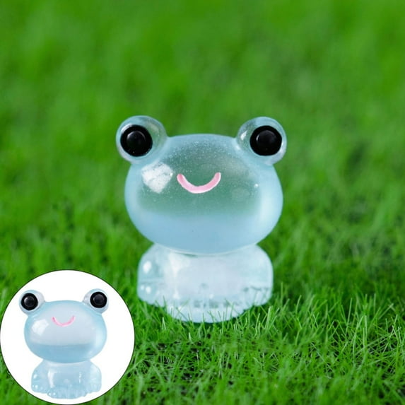 New Arrival! Miyuadkai Glow in the dark mini frog ornaments blue A: 20pcs Resin Frogs Figurines Miniature Frog Figurines Garden Tiny Luminous Frogs Ornaments