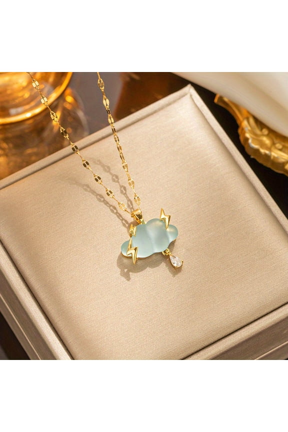 New Arrival Opal Lightning Cloud Necklace for Women with Advanced Lightning Pendant and Titanium Steel Chain