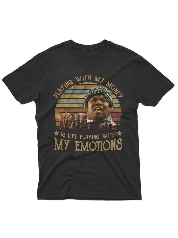 【New Arrival】Playing With My Money Is Like Playing With My Emotions Retro Sunset Graphic T-Shirt, Unisex Cotton Crew Neck Vintage Hip Hop Slogan Tee, Streetwear Lover Gift