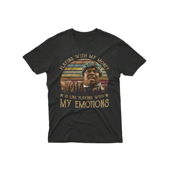 【New Arrival】Playing With My Money Is Like Playing With My Emotions Retro Sunset Graphic T-Shirt, Unisex Cotton Crew Neck Vintage Hip Hop Slogan Tee, Streetwear Lover Gift
