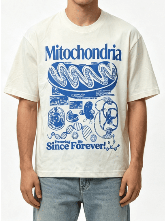 【New Arrival】Science Mitochondria Graphic T Shirt Unisex Biology Print Casual Short Sleeve Crew Neck White Tee, Educational Streetwear Top