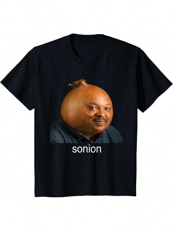 【New Arrival】Sonion Funny Onion Head Cartoon Character Meme Graphic T-Shirt, Unisex Cotton Crew Neck Viral Internet Joke Casual Tee, Weird Meme Lover Novelty Gift