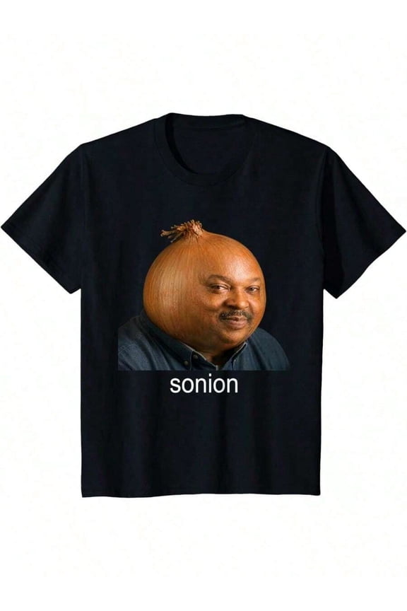 【New Arrival】Sonion Funny Onion Head Cartoon Character Meme Graphic T-Shirt, Unisex Cotton Crew Neck Viral Internet Joke Casual Tee, Weird Meme Lover Novelty Gift