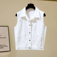 New Arrival Spring 2024 Black White Denim Jacket Women‘s Korean Style