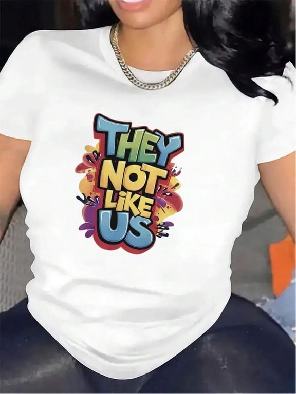 【New Arrival】They Not Like Us Graffiti Bubble Letter Graphic T-Shirt, Cotton Crew Neck Short Sleeve Tee, Hip Hop Streetwear Casual Wear Rap Fan Gift