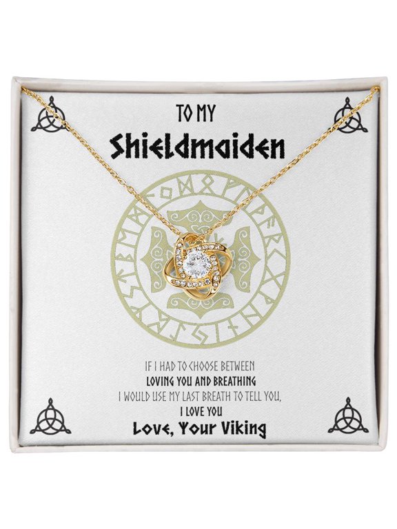 New Arrival, To My Shieldmaiden Knot Message Card and Box, White Love Knot Necklace