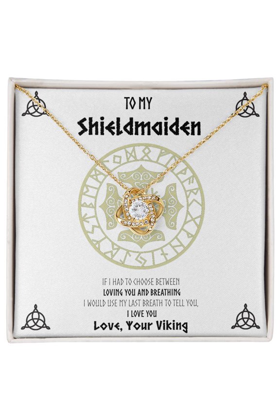 New Arrival, To My Shieldmaiden Knot Message Card and Box, White Love Knot Necklace