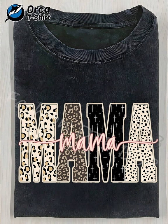 【New Arrival】Trendy Mama Leopard & Cross Print T-Shirt | Unique Mother's Day Gift Tee