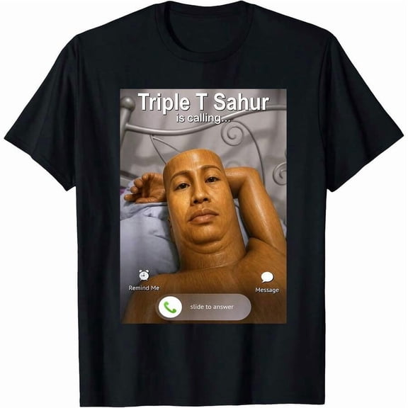 【New Arrival】Triple T Funny Lazy Guy Incoming Call Meme Graphic T-Shirt, Viral Internet Meme Casual Short Sleeve Streetwear Tee For Teens