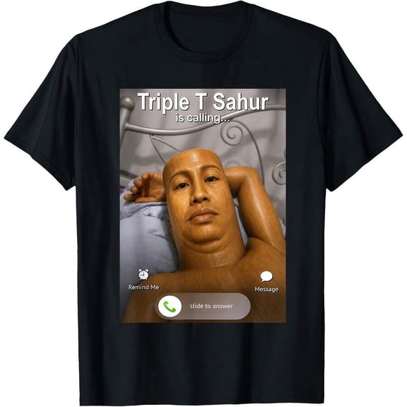 【New Arrival】Triple T Funny Lazy Guy Incoming Call Meme Graphic T-Shirt, Viral Internet Meme Casual Short Sleeve Streetwear Tee For Teens