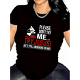 thumbnail image 1 of Women's Black "Try Jesus" Funny Faith Graphic T-Shirt, Crew Neck Casual Top, 1 of 7