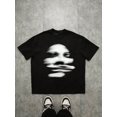 thumbnail image 1 of 【New Arrival】Unisex Loose Streetwear T-Shirt, Abstract Distorted Face Graphic Print Casual Short Sleeve, 1 of 10