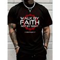 thumbnail image 1 of 【New Arrival】Walk by Faith Not by Sight T-Shirt Men Christian Casual Cotton Short Sleeve Tops Tees, 1 of 5