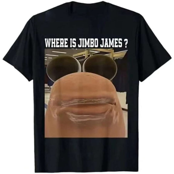 【New Arrival】Where Is Jimbo James Viral Meme Graphic T-Shirt, Unisex Black Short Sleeve Funny Internet Humor Casual Novelty Tee