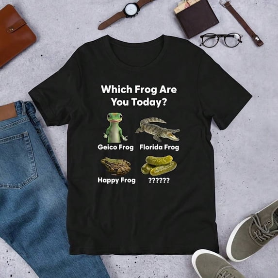 【New Arrival】Which Frog Are You Today Meme Unisex Graphic T-Shirt, Four Types Of Frogs Funny Viral Internet Meme Casual Short Sleeve Tee For Men Women