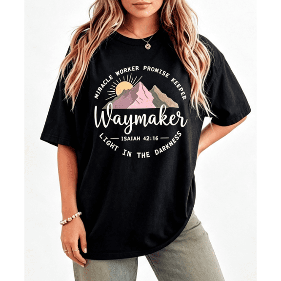 【New Arrival】Women Mountain Graphic T Shirt Inspirational Letter Print Casual Short Sleeve Black Tee, Relaxed Fit Outdoor Style Top