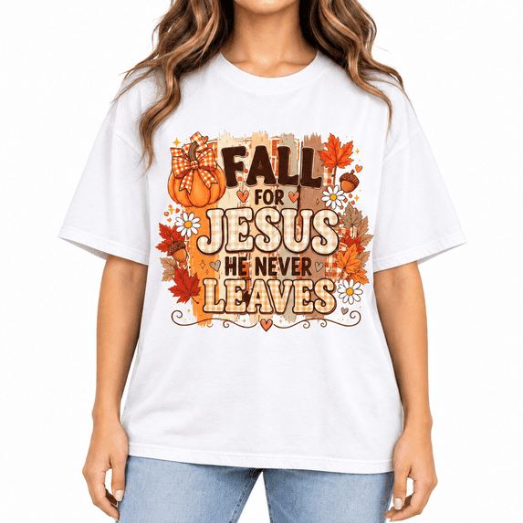 【New Arrival】Women's Christian Fall Graphic T-Shirt, Fall for Jesus He ...