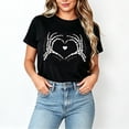 thumbnail image 1 of 【New Arrival】Women's Heart Skeleton Graphic T Shirt Casual Short Sleeve Crew Neck Top Trendy Love Print Tee, 1 of 5