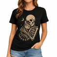 thumbnail image 1 of 【New Arrival】Women's Skeleton Cat Graphic T Shirt Black Short Sleeve Crew Neck Gothic Halloween Casual Tee, 1 of 6