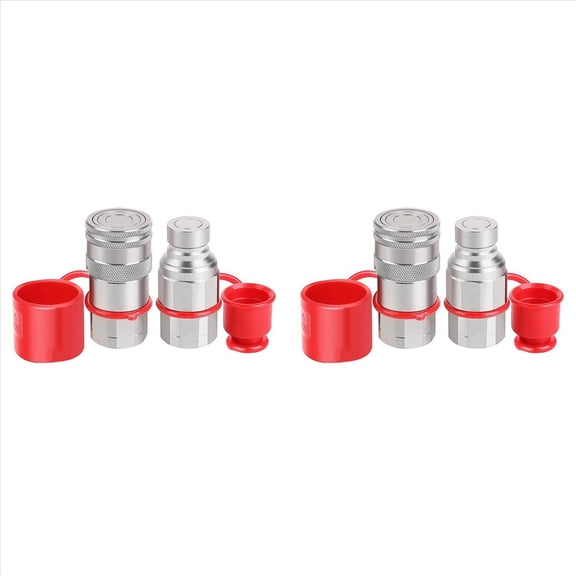 New Arrivals 1/2Inch NPT Hydraulic Coupler Skid Steer Flat Face Quick Connect Couplings with 4PCS Dust Cap