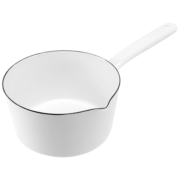 New Arrivals 1.3L White Ceramic Milk Pot Pan with Long Handle for One People