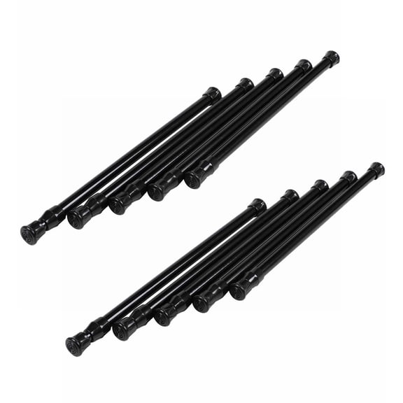 New Arrivals 10 Pack Cupboard Bars Tensions Rod Spring Curtain for DIY Projects, Extendable Width, 11.81 to 20 Inches (Black)