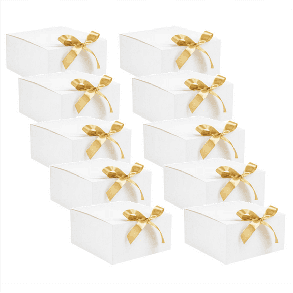 New Arrivals 10 Pack White Gift Boxes with Lids, 8X8X4 Inch Groomsmen Proposal Box