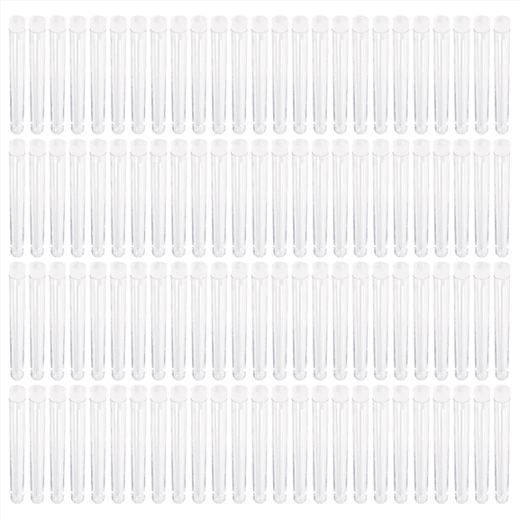 New Arrivals 100Pcs 12X100mm Laboratory Clear Plastic Test Vials with Push Caps