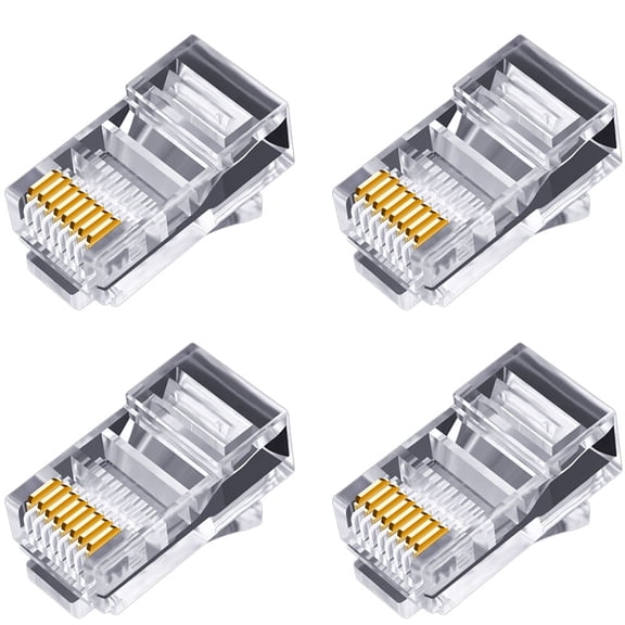 New Arrivals 100Pcs RJ45 Connector 6U Gold Plated Pass Through Ethernet Cables Module Plug Network RJ-45 Crystal Heads Cat5 Cat5E