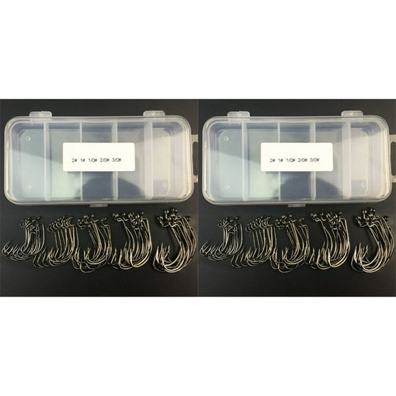 New Arrivals 102Pcs Fishing Hooks High Carbon Steel Worm Senko Bait Jig Fish with Plastic Box