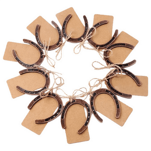New Arrivals 10Pcs Good Lucky Horseshoe Card Wedding Favors with Kraft Tags Rustic Gifts for Vintage Party Decor