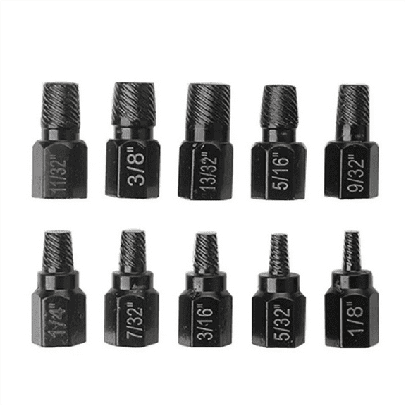 New Arrivals 10Pcs Screw Extractor Kit Damaged Remover Set Metal Easy Out Drill Bits Broken Bolt Stud Multi-Spline