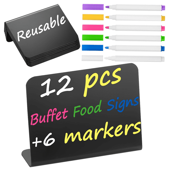 New Arrivals 12 Pack 4 x3inch Small Food Labels for Party,Buffet Signs
